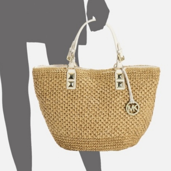💥Offers Welcome💥 MICHAEL KORS Santorini Straw Tote Bag - Picture 14 of 15